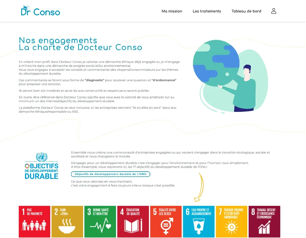 Capture d'écran de la plateforme Docteur Conso