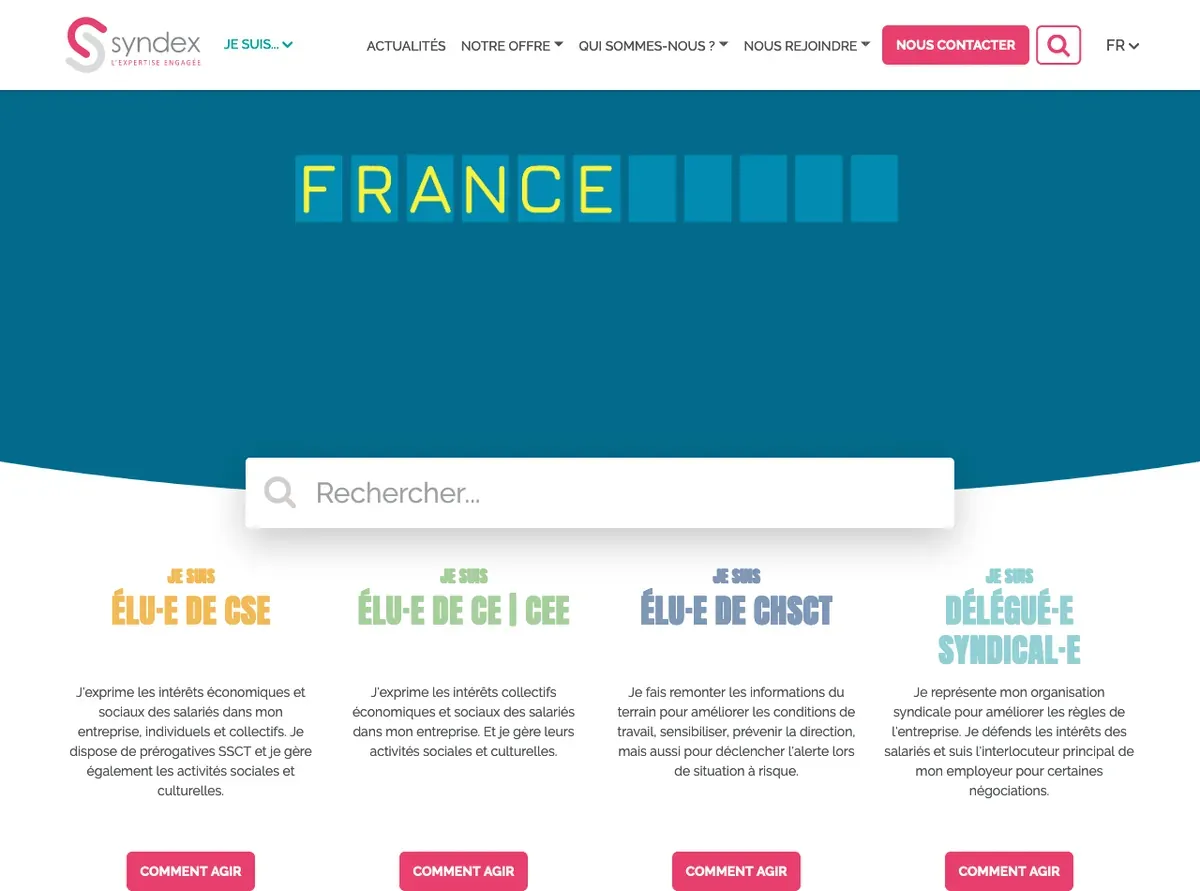 Capture d'écran du site Syndex
